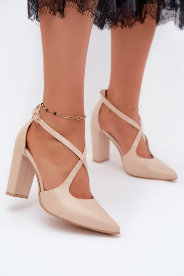 Schuhe mit Absätzen mit Streifen Zazoo 1053 Beige 2