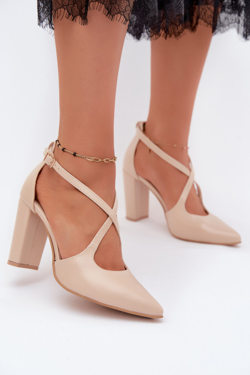 Absatzschuhe mit Riemen in Sandfarbe Zazoo 1053