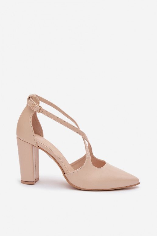 Absatzschuhe mit Riemen in Sandfarbe Zazoo 1053