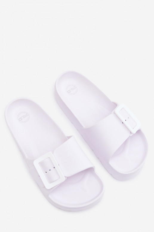 Weiße Damen-Slipper mit Plattform und Schnallen Caramel