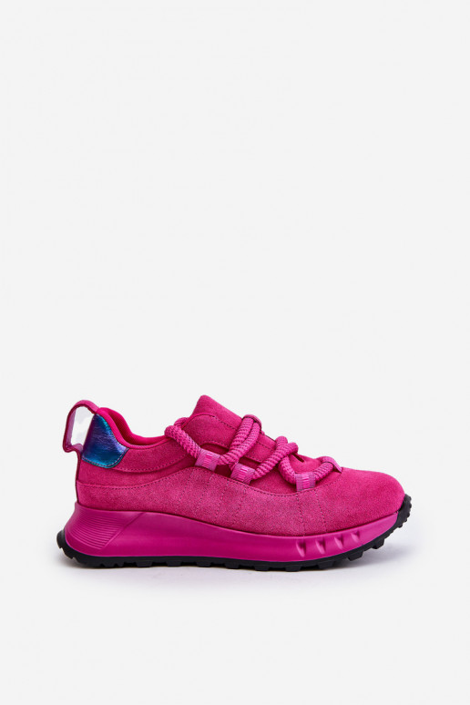 Rosa Kunstveloursleder Sneaker mit robustem Schnürsenkel Artiker 54C1461