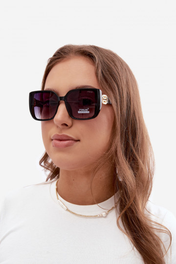 Sonnenbrille mit dekorativen Details in Schwarz