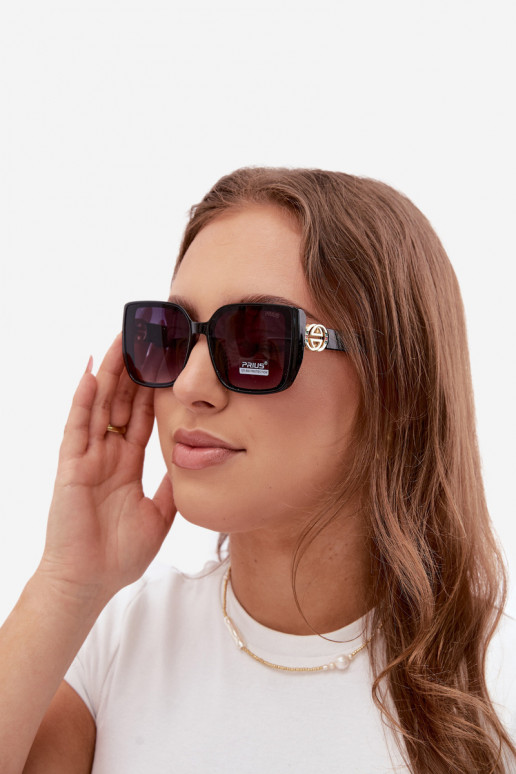 Sonnenbrille mit dekorativen Details in Schwarz