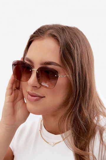 Rahmenlose Sonnenbrille mit UV 400-Filter in Braun