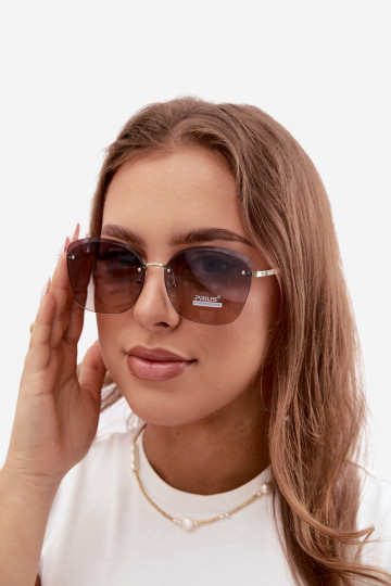 Sonnenbrille randlos mit UV 400 Filter in dunkelbraun
