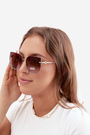 Randlose Cat-Eye-Sonnenbrille mit UV 400 Filter braun-blau