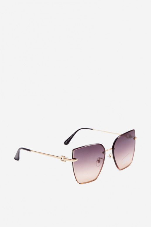 Randlose Cat-Eye-Sonnenbrille mit UV 400 Filter braun