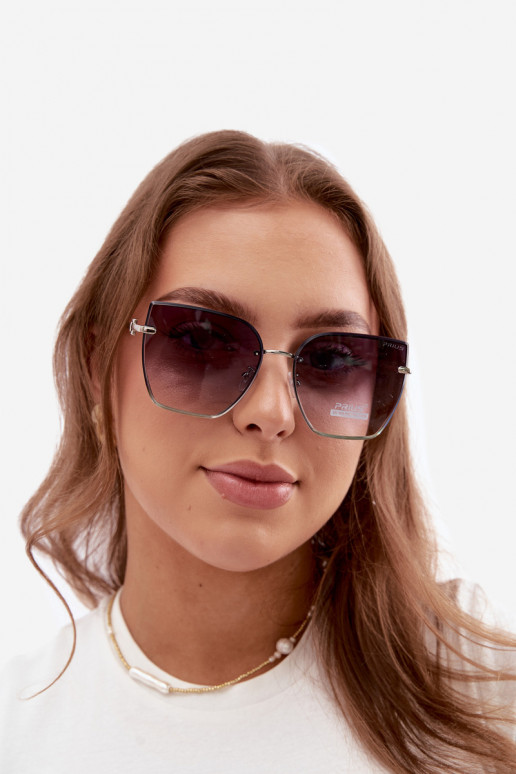 Randlose Cat-Eye-Sonnenbrille mit UV 400 Filter dunkelblau