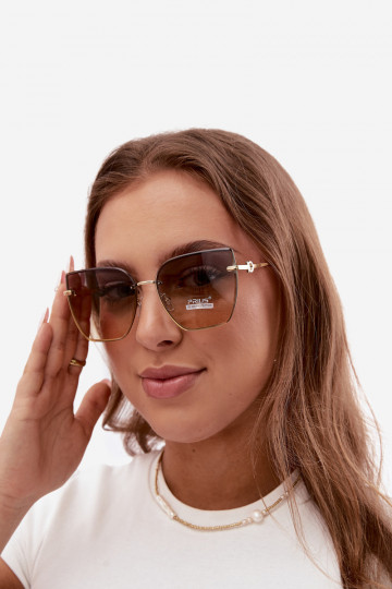 Randlose Cat-Eye-Sonnenbrille mit UV 400 Filter gelb