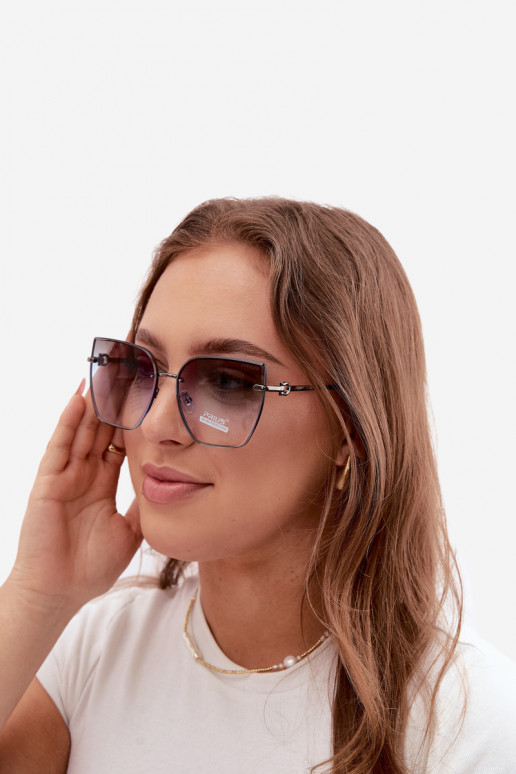 Randlose Cat-Eye-Sonnenbrille mit UV 400 Filter blau