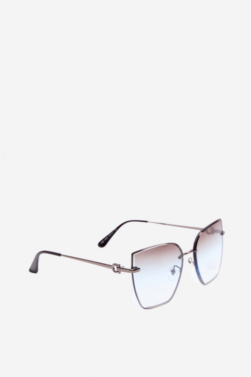 Randlose Cat-Eye-Sonnenbrille mit UV 400 Filter blau