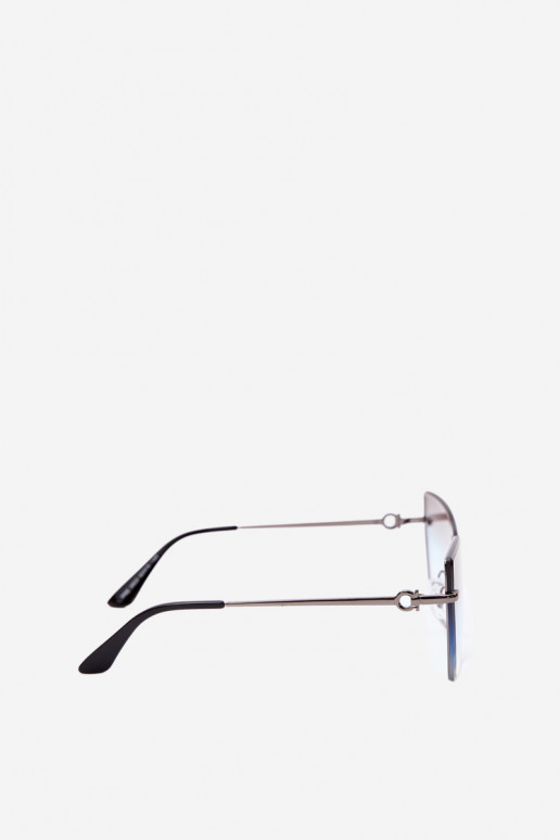 Randlose Cat-Eye-Sonnenbrille mit UV 400 Filter blau