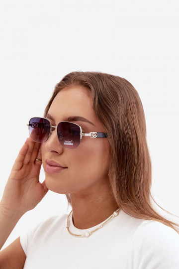 Sonnenbrille mit dünnem Rahmen und UV-Filter grau-schwarz