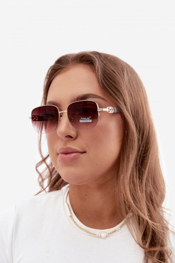 Sonnenbrille mit dünnen Rahmen und UV-Filter, braun