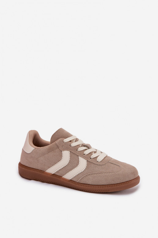 Beige Damen-Sneaker aus Kunstveloursleder Jesavella