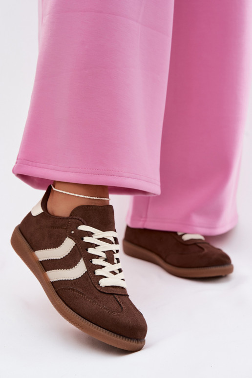 Schokoladen Damen-Sneaker aus Kunstveloursleder Jesavella