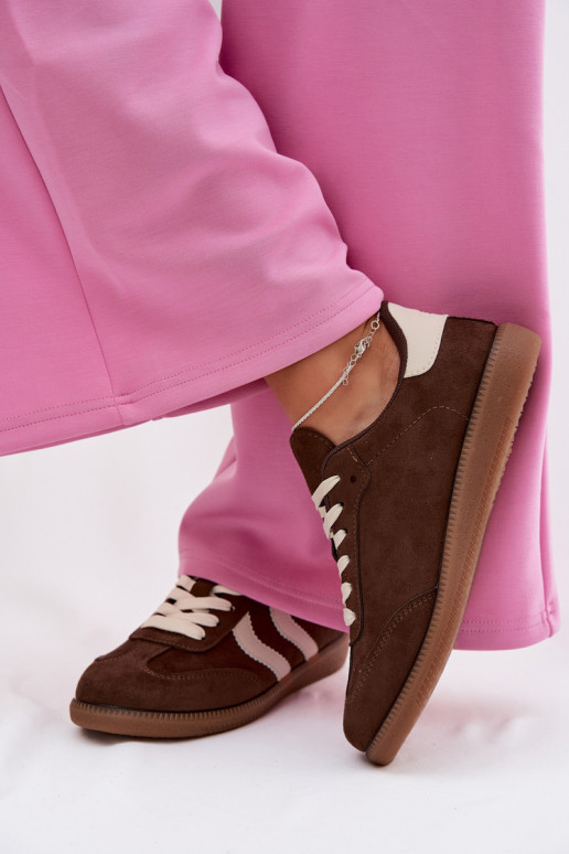 Schokoladen Damen-Sneaker aus Kunstveloursleder Jesavella
