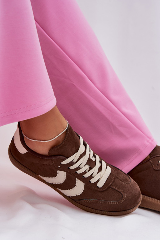 Schokoladen Damen-Sneaker aus Kunstveloursleder Jesavella
