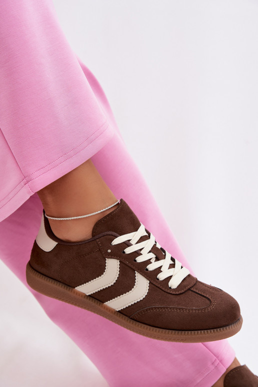 Schokoladen Damen-Sneaker aus Kunstveloursleder Jesavella