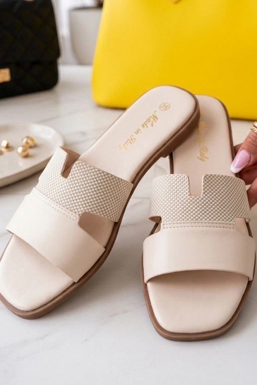 Sandfarbene Damenclogs mit Ausschnitten Cressida