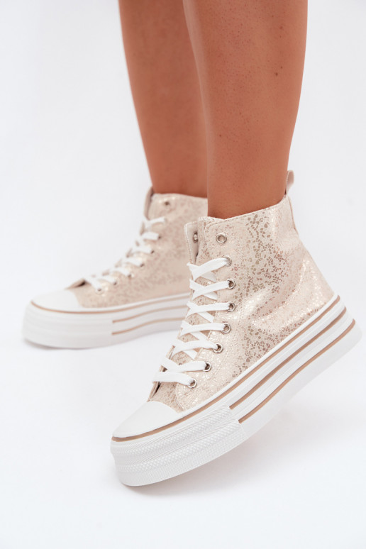 Goldene Damen Freizeistiefel auf Plattform INildrose