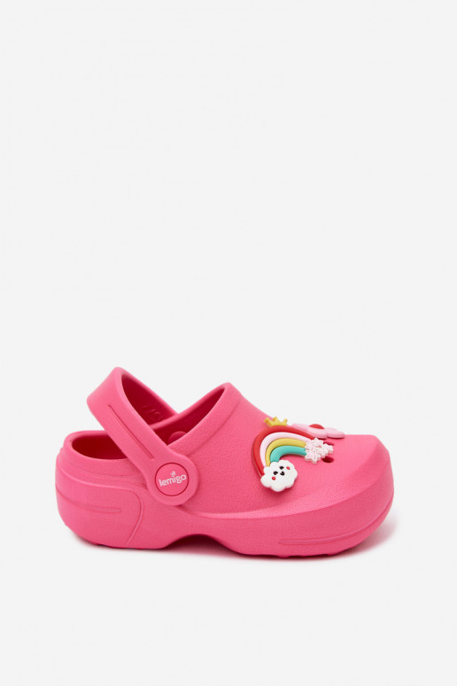 Rosa Kinder leichte Clogs mit Schnallen LEMIGO LUPO