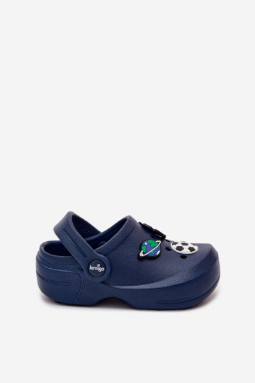 Dunkelblaue Jungen leichte Clogs mit Schnallen LEMIGO COSMO 2