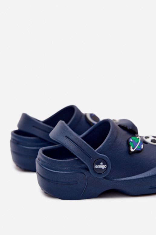 Dunkelblaue Jungen leichte Clogs mit Schnallen LEMIGO COSMO