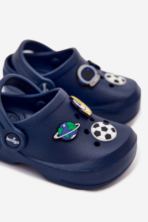 Dunkelblaue Jungen leichte Clogs mit Schnallen LEMIGO COSMO