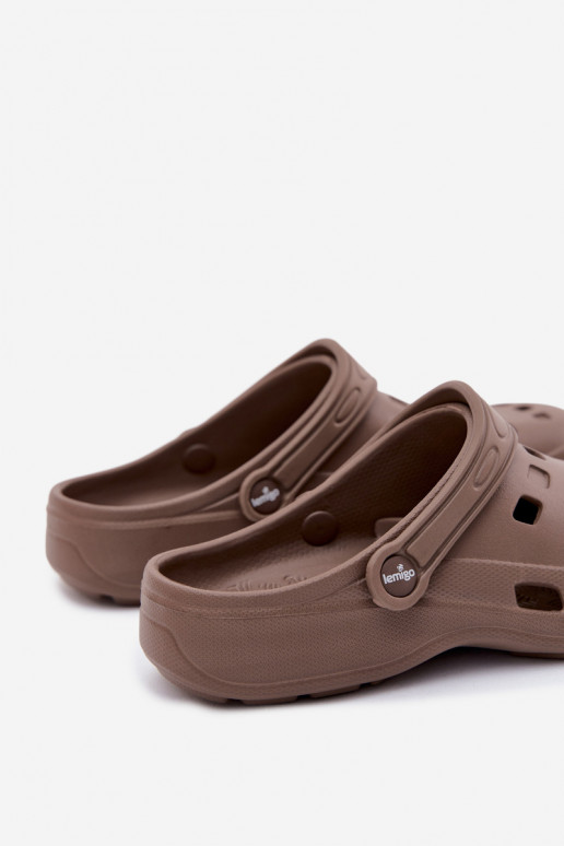 Braune Damen leichte Clogs LEMIGO 806