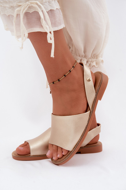 Goldfarbene Sandalen mit breiten Absätzen Pollyanna