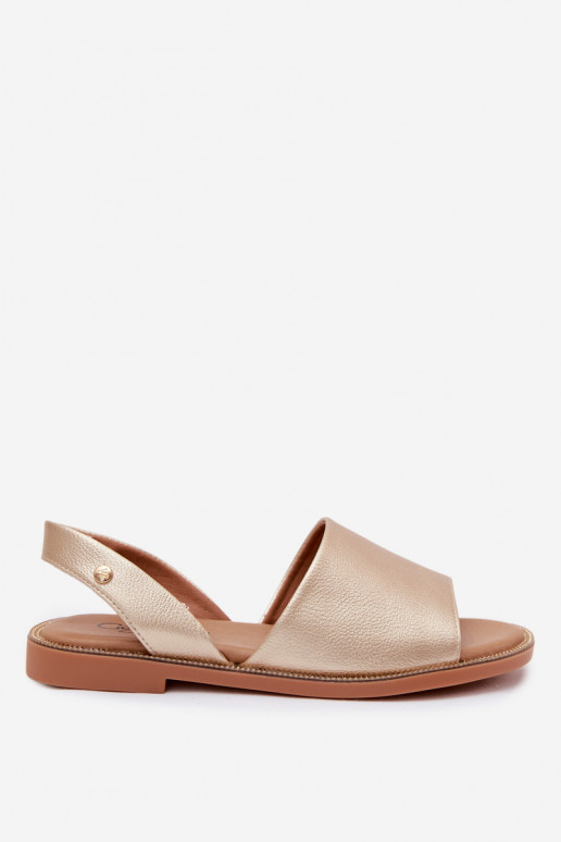 Goldfarbene Sandalen mit breiten Absätzen Pollyanna