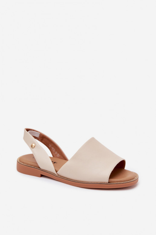 Sandfarbenen Sandalen mit breiten Absätzen Pollyanna