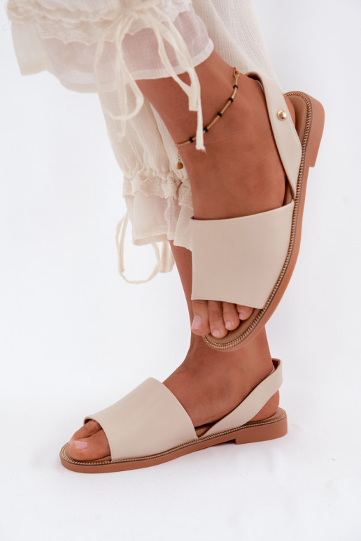 Sandfarbenen Sandalen mit breiten Absätzen Pollyanna