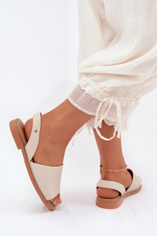 Sandfarbenen Sandalen mit breiten Absätzen Pollyanna