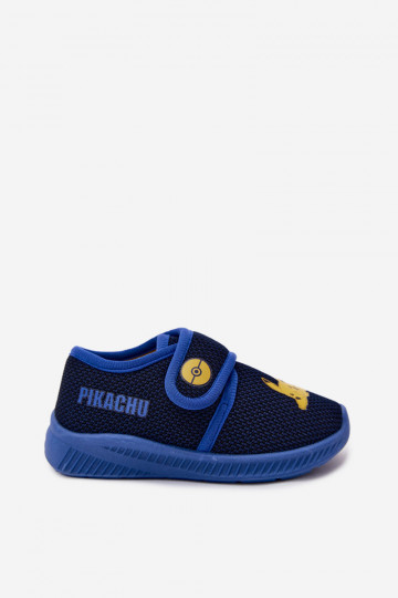 Jungen Hausschuhe mit Klettverschluss Pikachu dunkelblau 2