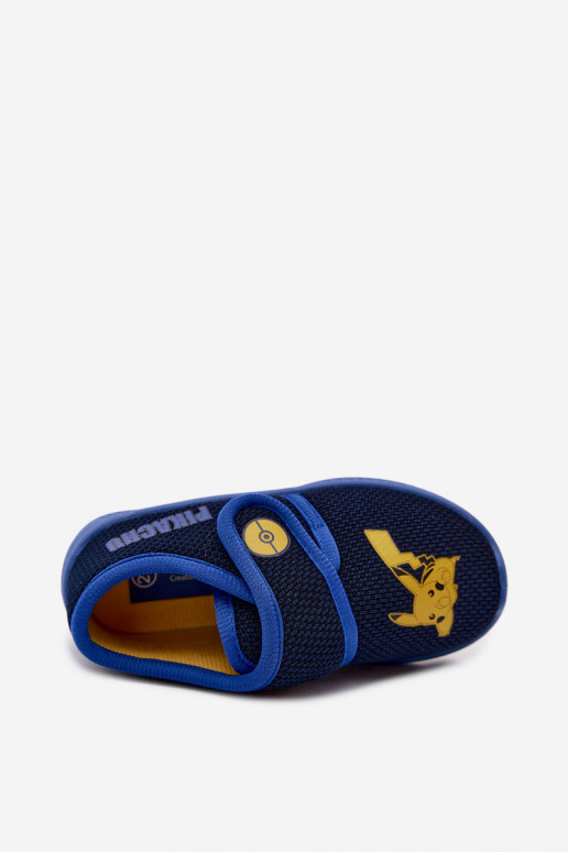 Jungen Hausschuhe mit Klettverschluss Pikachu dunkelblau