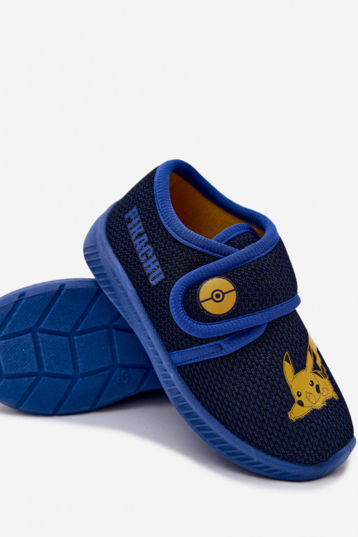 Jungen Hausschuhe mit Klettverschluss Pikachu dunkelblau