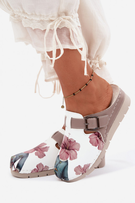 Damen Clogs mit Schnallen sandfarben