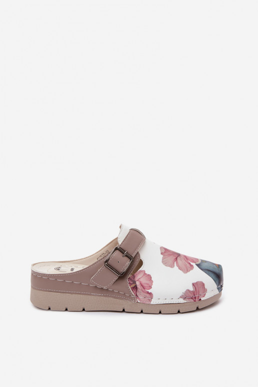 Damen Clogs mit Schnallen sandfarben
