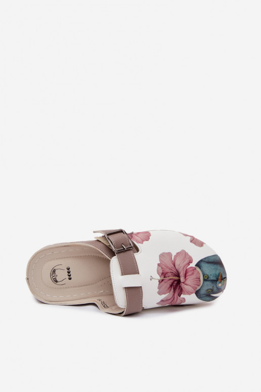 Damen Clogs mit Schnallen sandfarben