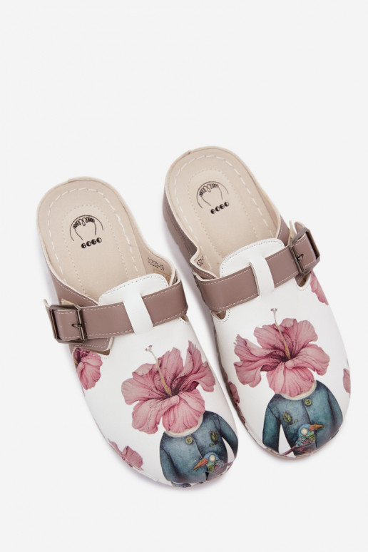 Damen Clogs mit Schnallen sandfarben