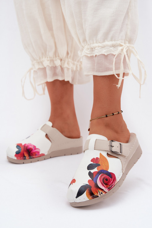Damen Clogs mit Schnallen sandfarben