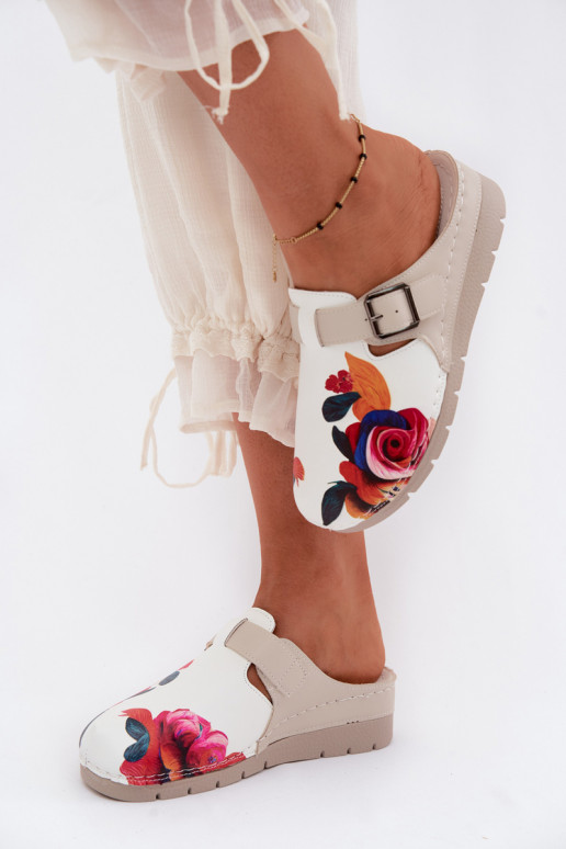 Damen Clogs mit Schnallen sandfarben