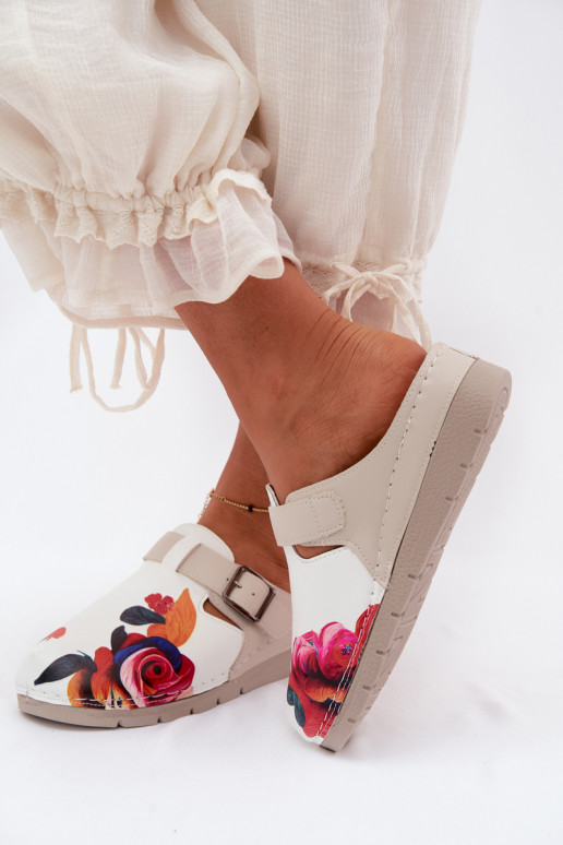 Damen Clogs mit Schnallen sandfarben