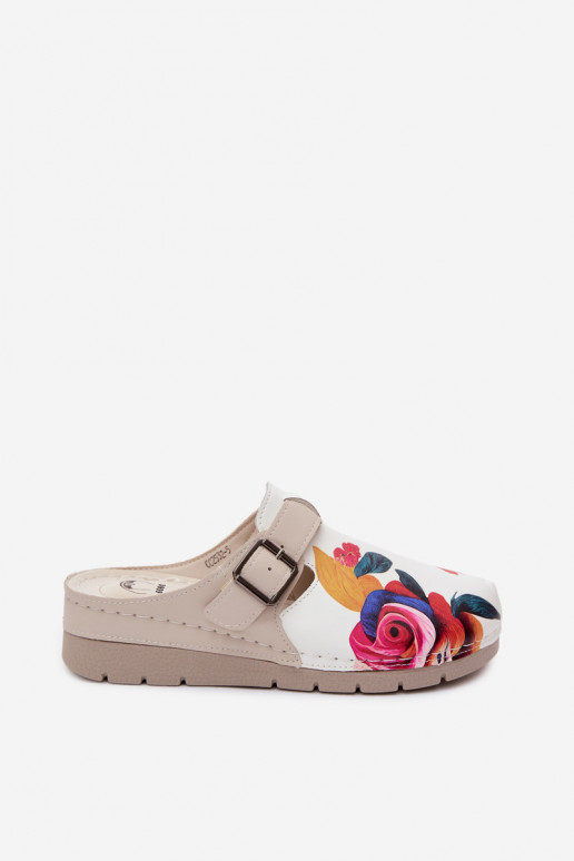 Damen Clogs mit Schnallen sandfarben