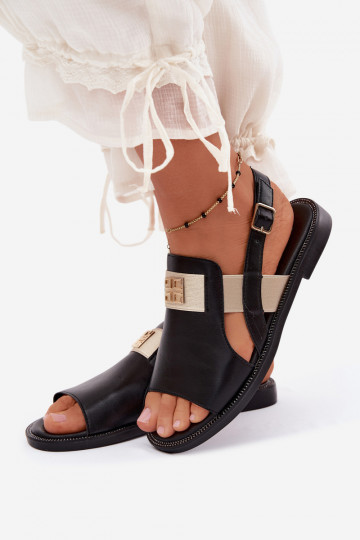 Schwarze Damen Sandalen mit goldenen Details Birdie 2