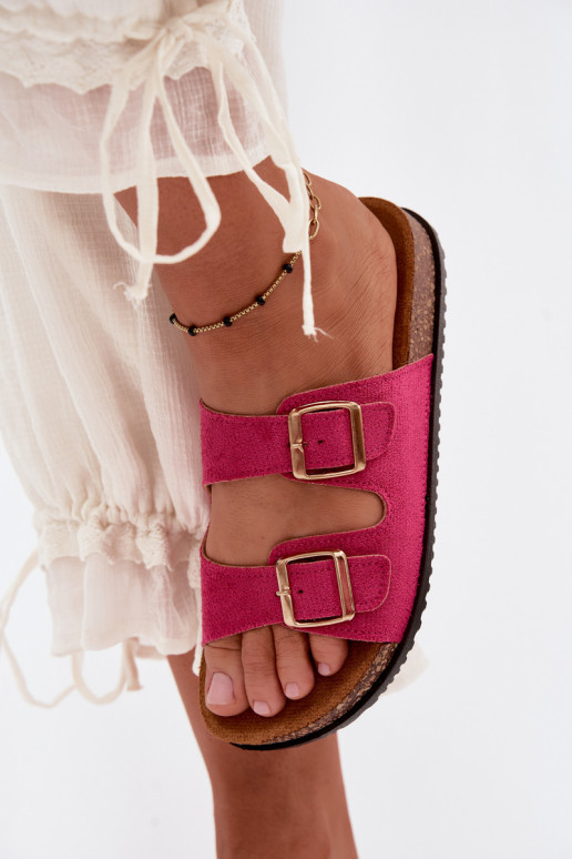 Damen rosa Slipper mit Schnallen Brigid
