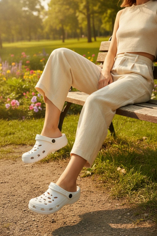 Leichte weiße Clogs für Damen Parker