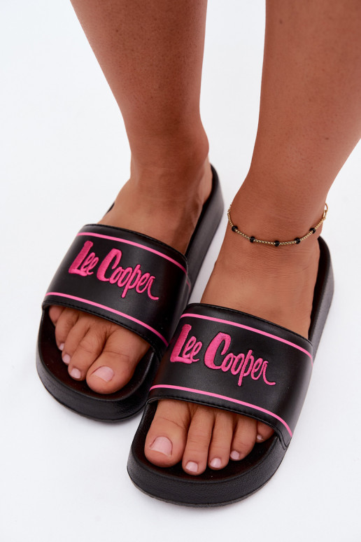 Damen schwarze Slipper mit Plattform Lee Cooper